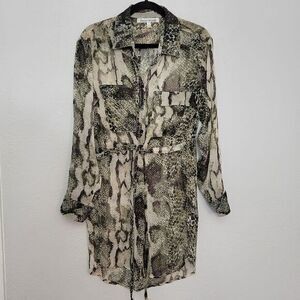 Lovers & Friends Shirt Dress Medium Snake Print Sheer Mob Wife Leo